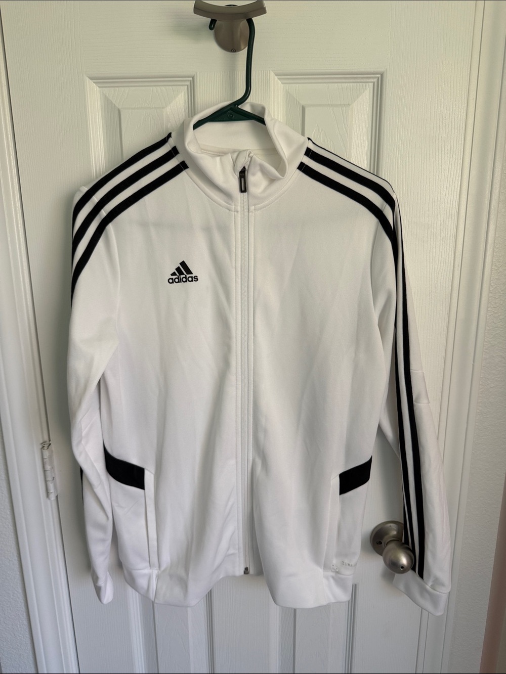 adidas White Lightweight Track Jacket with Black Stripes